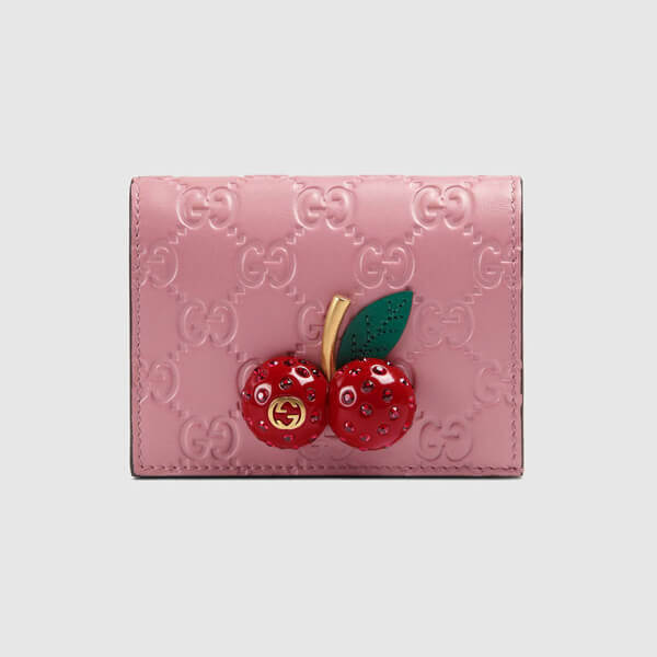 グッチ いちご 財布 チェリー コピー シグネチャー カードケース