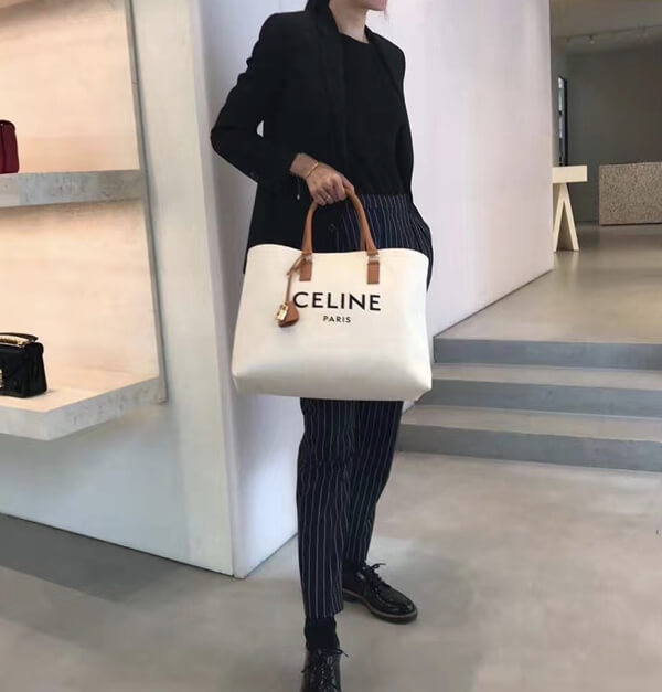 CELINE セリーヌ ホリゾンタルカバ キャンバス トートバッグ-