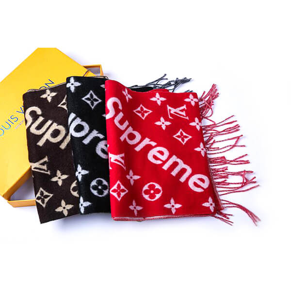 Louis Vuitton Supreme Monogram Scarf モノグラム マフラー 赤