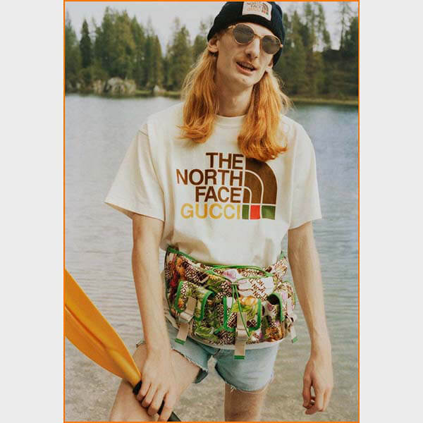 21SS】グッチ Tシャツ 偽物☆ノースフェイス×グッチ 特大Tシャツ