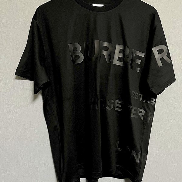 バーバリー スローガンプリントナイロンメッシュTシャツ