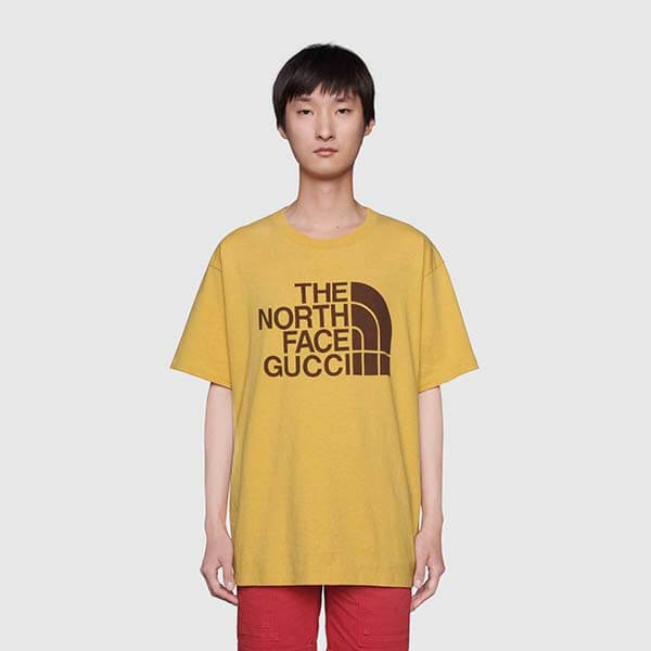 21SS】グッチ Tシャツ 偽物☆ノースフェイス×グッチ 特大Tシャツ