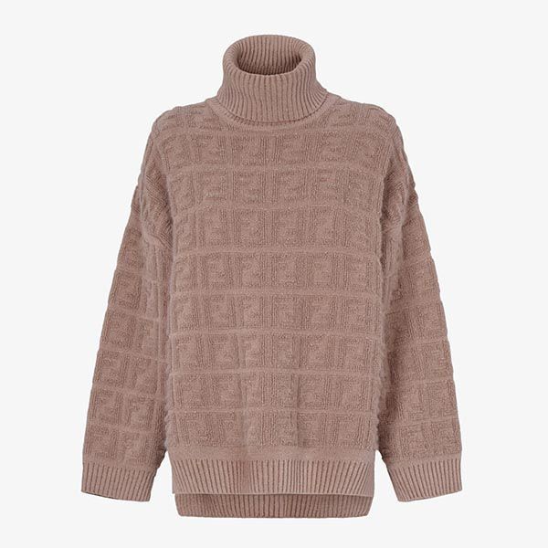 フェンディ ニット 偽物☆ベージュ FFモチーフ ロゴ モヘア