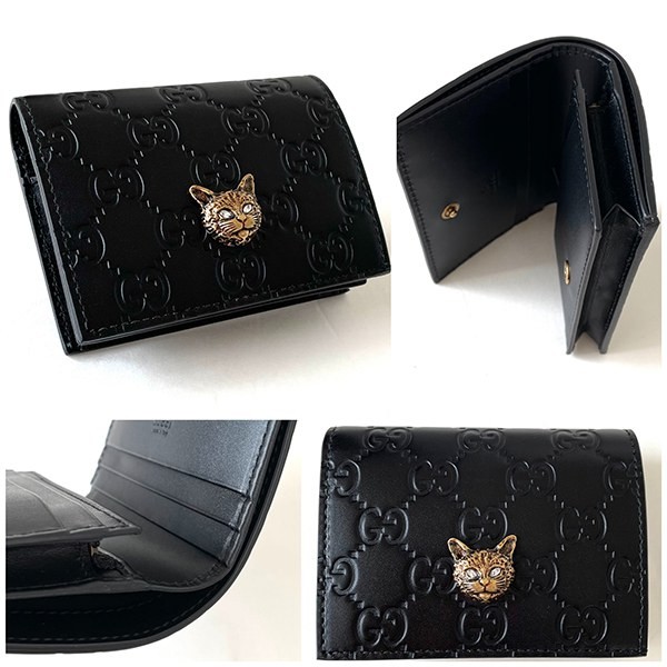グッチ】マイクロGG/グッチシマ/猫/ミニ財布 偽物 黒21092506