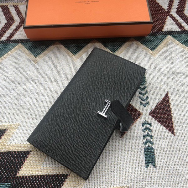 エルメススーパーコピーブランド ベアンスフレ（マチ付き）長財布 黒