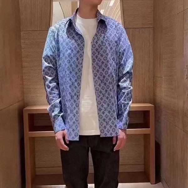 21FW【ルイヴィトン】レギュラーシャツウィズDNAカラー偽物 青 21FW【ルイヴィトン】レギュラーシャツウィズDNAカラー偽物 青