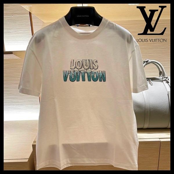ルイヴィトン エンブロイダードビーズコットンTシャツ パロディ 1ABJMV 