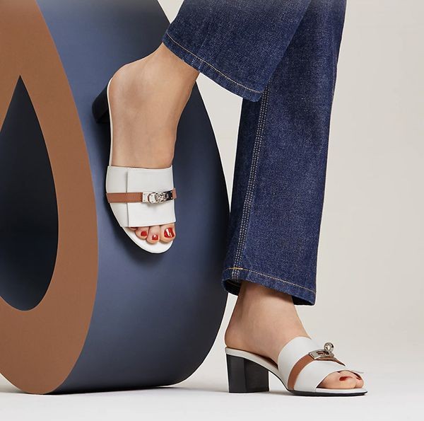 品のあるバイカラー♪】エルメス《Gigi 50》サンダル コピーケリー