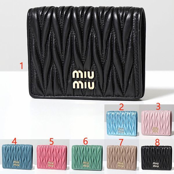 ☆話題沸騰☆ミュウミュウ 二つ折り財布 偽物 5MV204 2FPP MATELASSE  