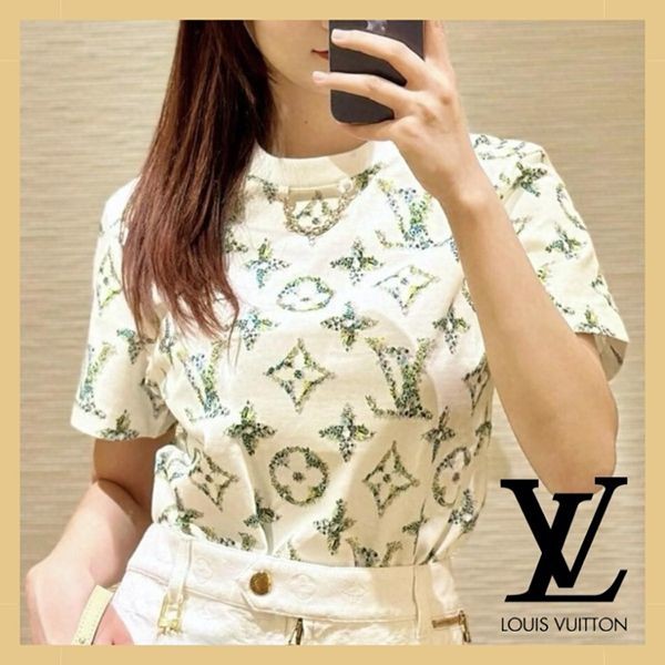 大人気》【キラキラ輝くLVロゴ♪】ルイヴィトン ヴィトンTシャツ