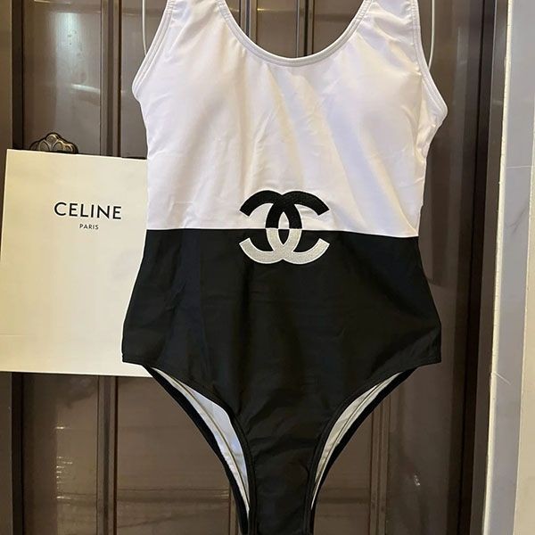 CHANEL シャネル スイムウェア 水着 ビキニ 36 ピンク×ブラック