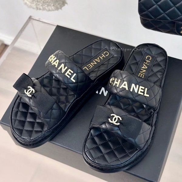 【25P☆リボンで可愛らしく☆】CHANEL サンダル CCロゴ 姫リボンで可愛くフェミニンな足元♪】CHANEL サンダル CCロゴ