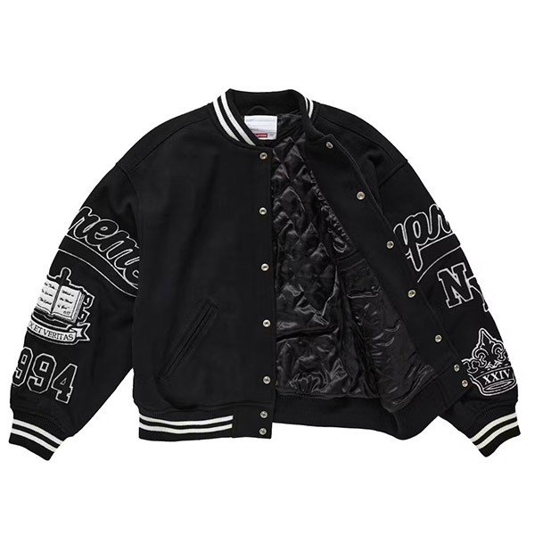 FW24新作 シュプリーム ヴェリタス バーシティ ジャケット 黒 M Veritas Varsity Jacket | Supreme 24fw