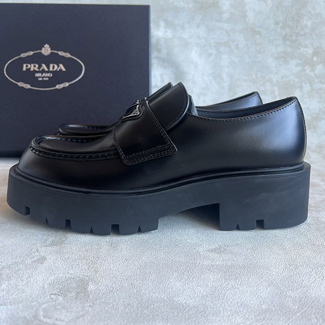 【新品・未使用】PRADA ブラックレザー ローファー 厚底 | フリマアプリ ラクマ