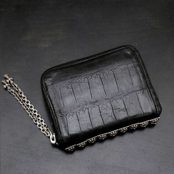 クロムハーツ アリゲーター 偽物 クロコ 3サイドジップ ラウンド
