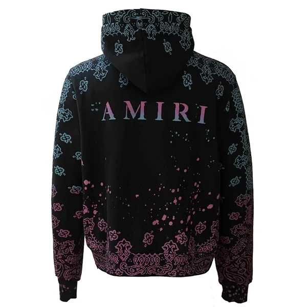 アミリ バンダナ柄 ブリーチ 狂え プルオーバーパーカー ブラック M 