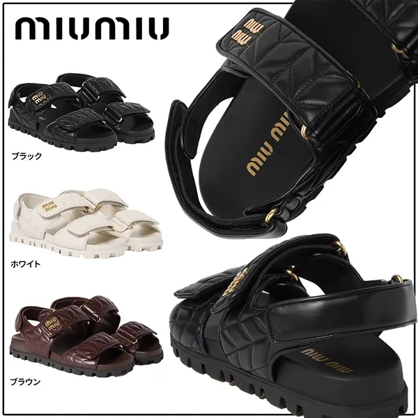 【国内発】MiuMiu スポーティマテラッセレザーサンダル 5X135E miu MIU ミュウミュウ シューズ スポーティ マテラッセレザー
