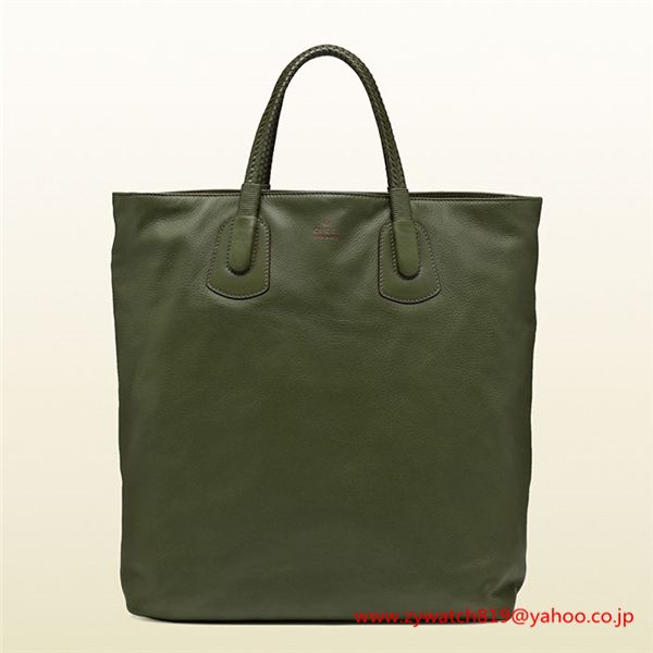 PRADA オリーブグリーン レザートートバッグ