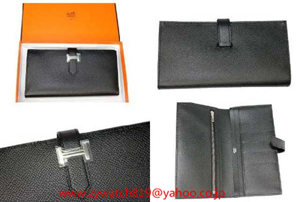 エルメススーパーコピーブランド ベアンスフレ（マチ付き）長財布 黒